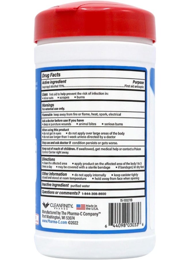 Pharma-C-Wipes 70% Isopropyl Alcohol Wipes (1 Canister of 40 Wipes) - Image 2